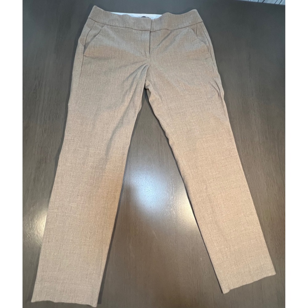Ann Taylor Loft Julie Fit Dress Pants Tan Heathered Straight Leg Trousers 6